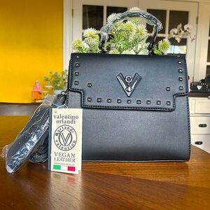 Valentino Orlandi Satchel Stadduded Bag in BLACK w/ GUNMETAL